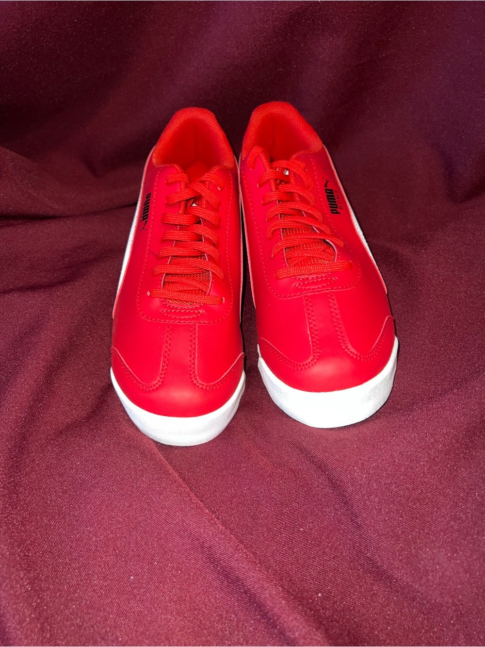 Puma Men’s Red Low-Top Sneakers with White Sole